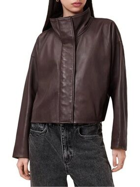 All Saints Ryder Leather Jacket in Oxblood